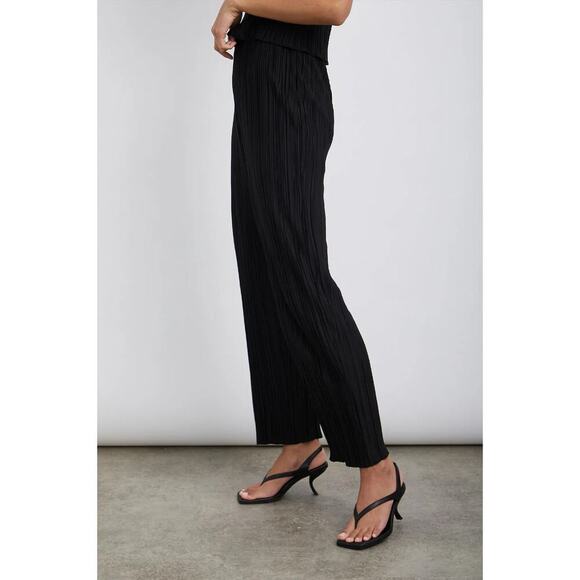Rails Womens Rowan Pleated Pull On Pants Black Straight Leg Elastic Waist NWT XL - Picture 3 of 16